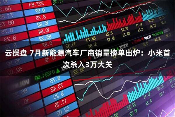 云操盘 7月新能源汽车厂商销量榜单出炉：小米首次杀入3万大关
